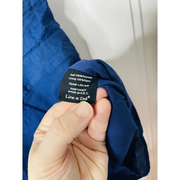 Line And Dot Womens Small Tie Shoulder Romper Jumpsuit Shorts Blue Straps Zip - Picture 7 of 11